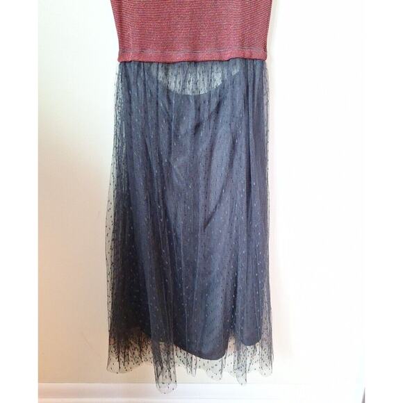 Red Valentino Point d'Esprit Lurex Knit Polka Dot Stripe Dress Women Size Medium - Picture 6 of 15